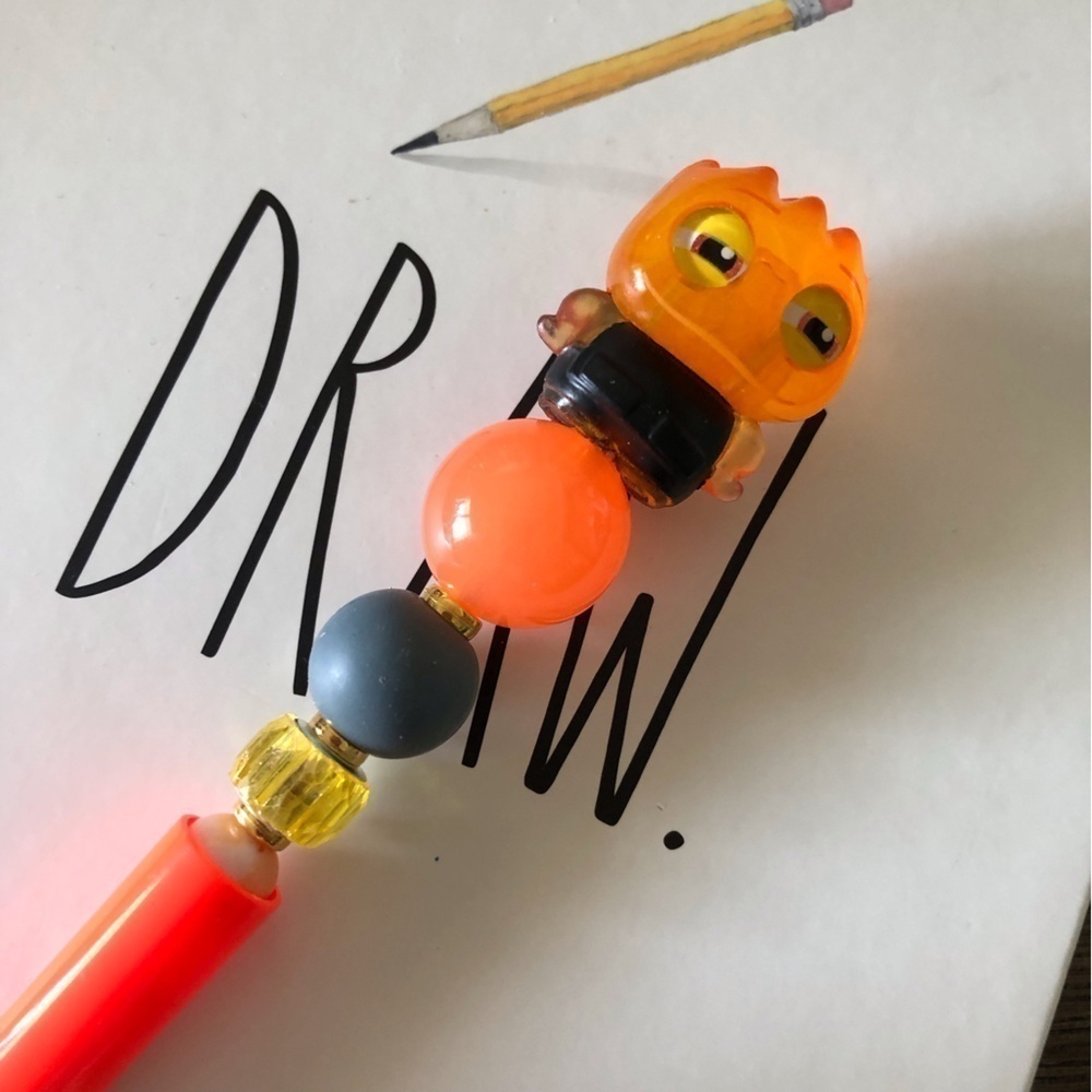 Disney Doorables: Elemental: Flarry Lumen handmade beaded pen
